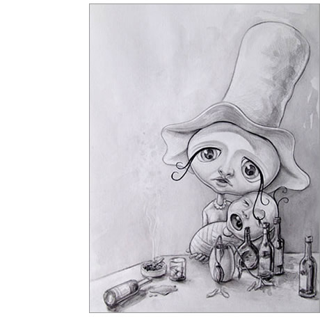 character single mother aquarell on paper
