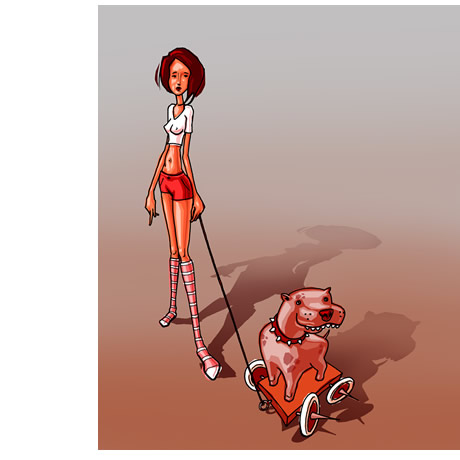 character girl and dog digital work
