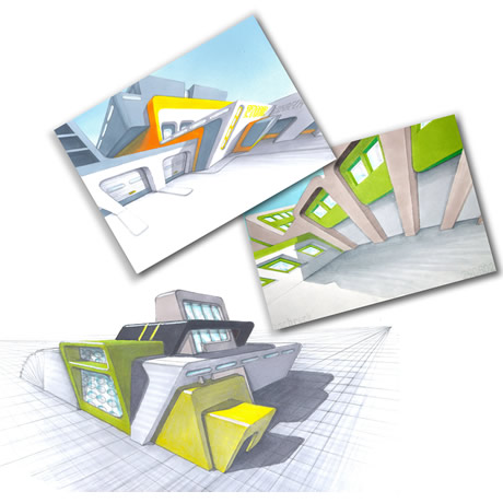 illustation architecture layoutmarker on paper