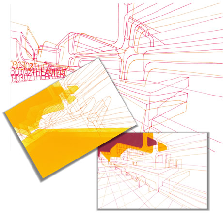 illustation architecture layoutmarker on paper